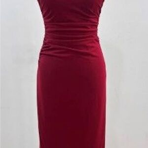Strapless Ruched Burgundy Bodycon Dress
